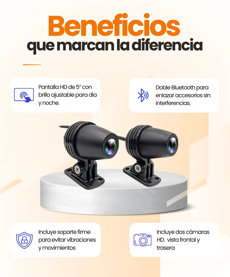 Pantalla GPS para Motos + Cámaras HD