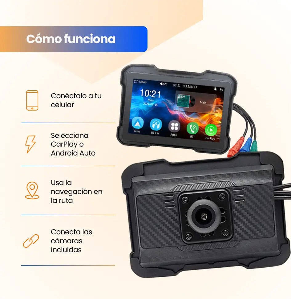 Pantalla GPS para Motos + Cámaras HD